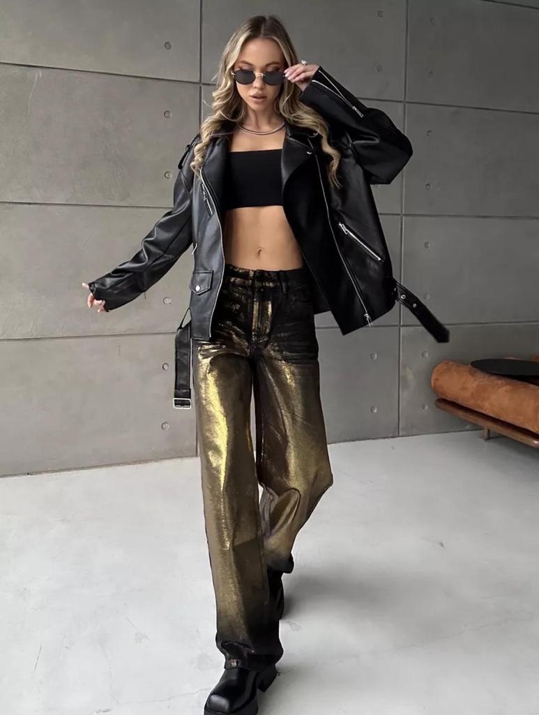 2026 European-Style Women's Oversized Leather Jacket - Autumn New Arrival