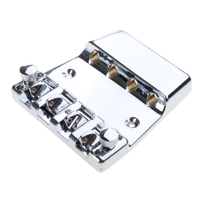 4 String Electric Bass Guitar Bridge Hard Tail Fixed Bass Guitar Bridge Roller Saddles Bridge for Bass Guitar Part