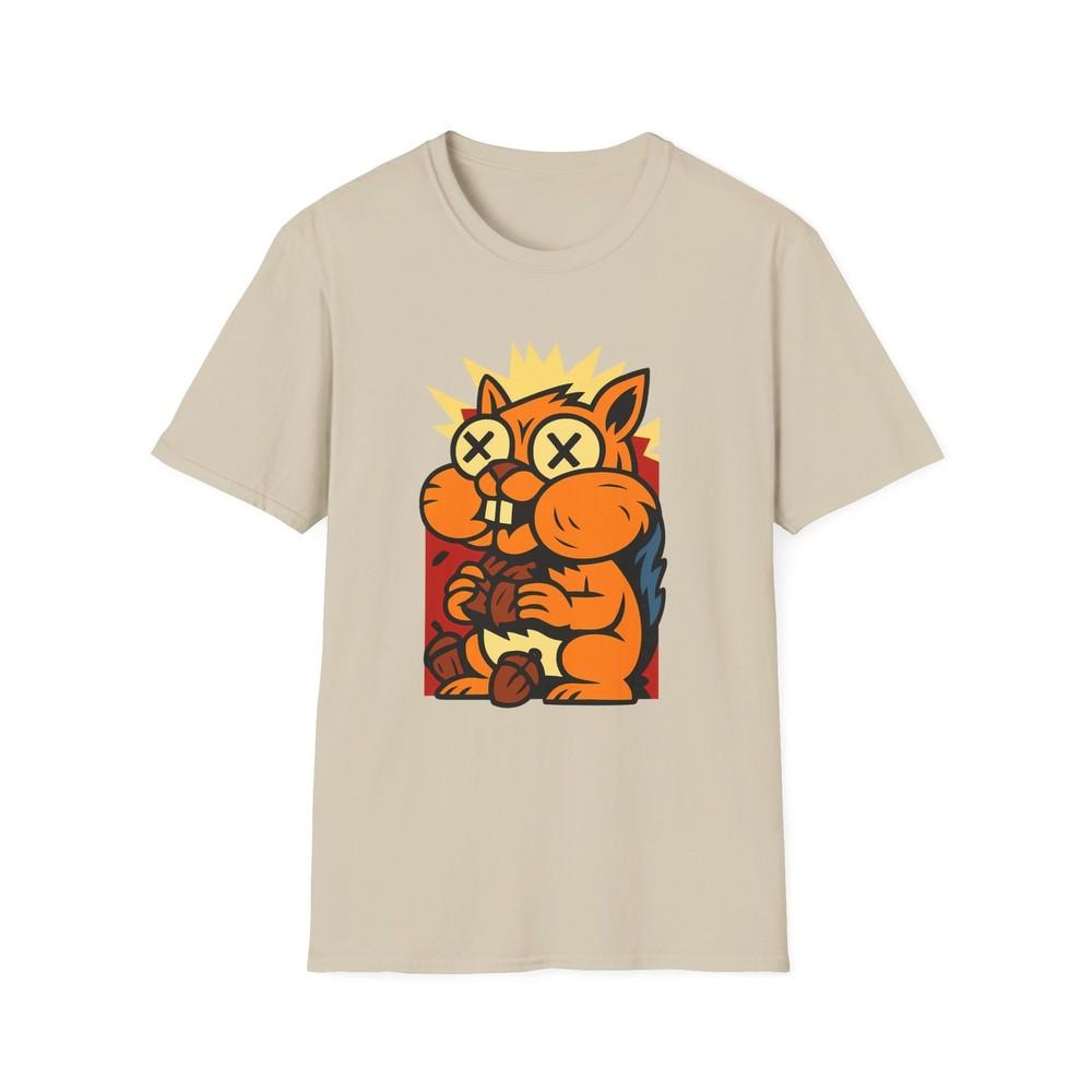 

Unisex Soft-style Crazy Squirrel T-Shirt - Cartoon Animal Graphic Tee L