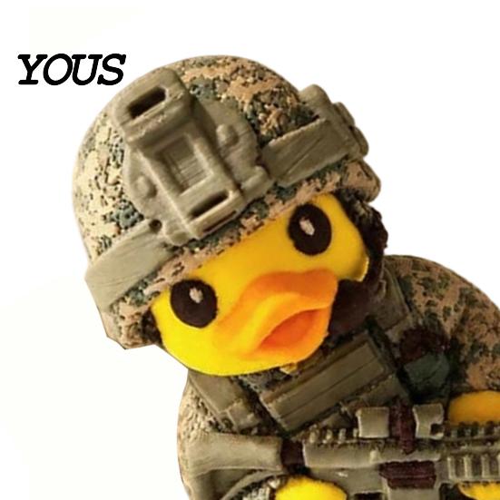 Cool Gaming Setup Props Tactical Yellow Duck Figurine, Resin Ornament with Camouflage Combat Durable Craft Gear, Soldier Statue for Home Office