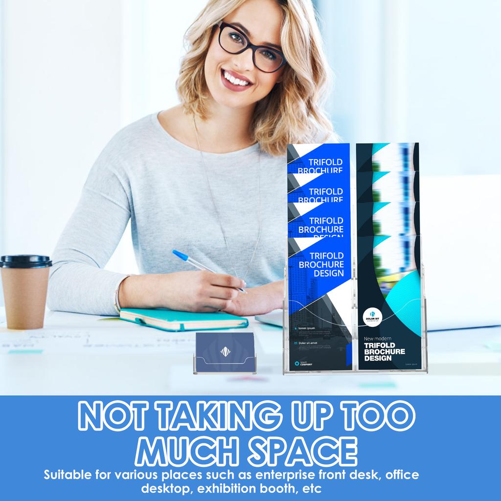 2Pcs 4 Tier Game Card Organizer with 2 Removable Dividers Transparent Holder Postcards Case Empty Storage Box Brochure Display