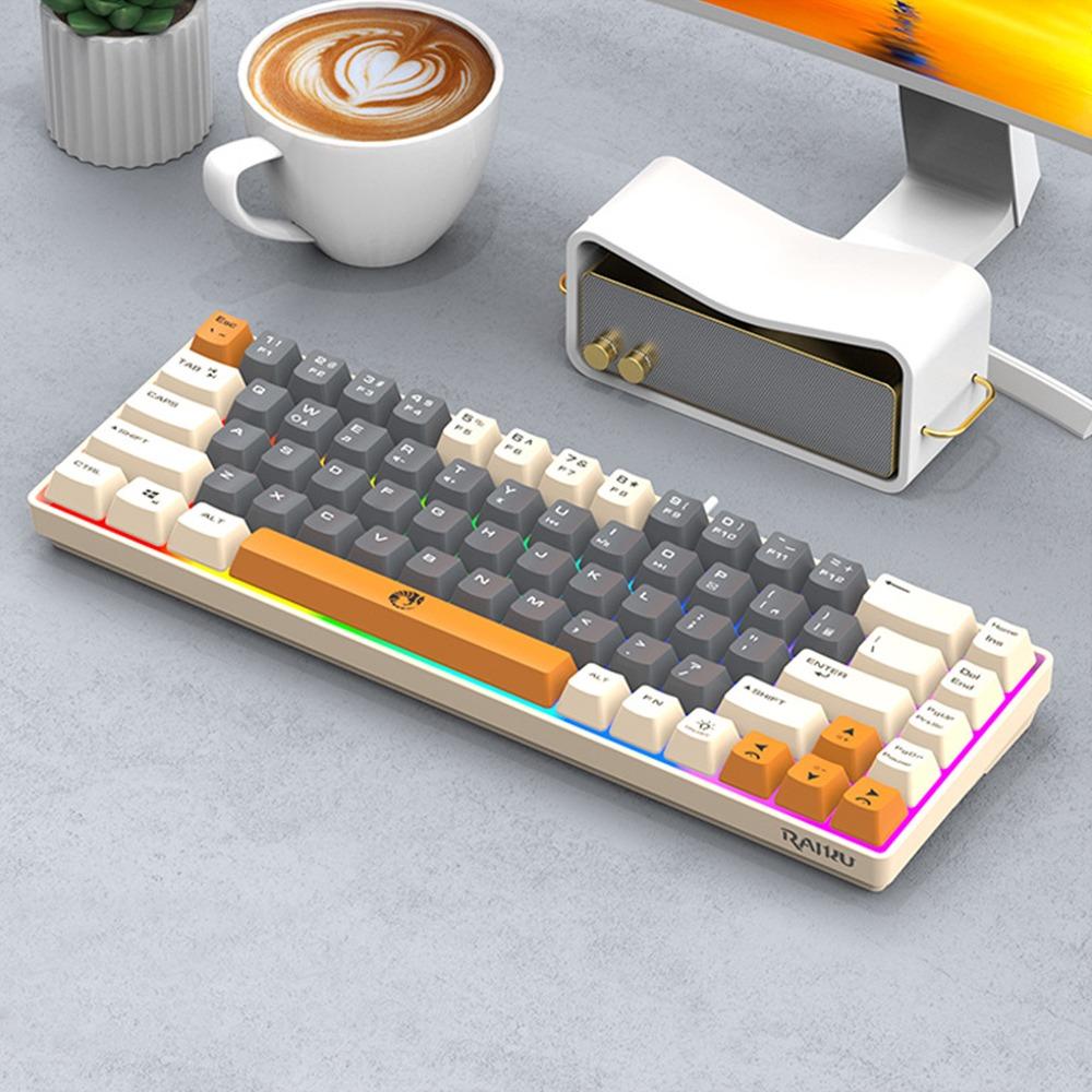 

Thai Keys RAIKU K68 Keyboard Blue Switch Wired Keyboard New Gaming Mechanical Keyboard Game сірий