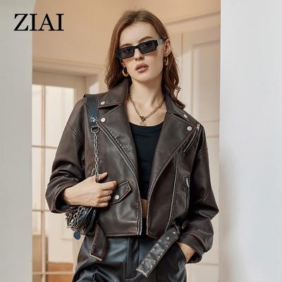 New Spring Autumn Women Short Faux Leather Jacket Casual PU Coat Loose Motorcycle Jackets Fashion Streetwear Oversized Korean Coat ZP-23102