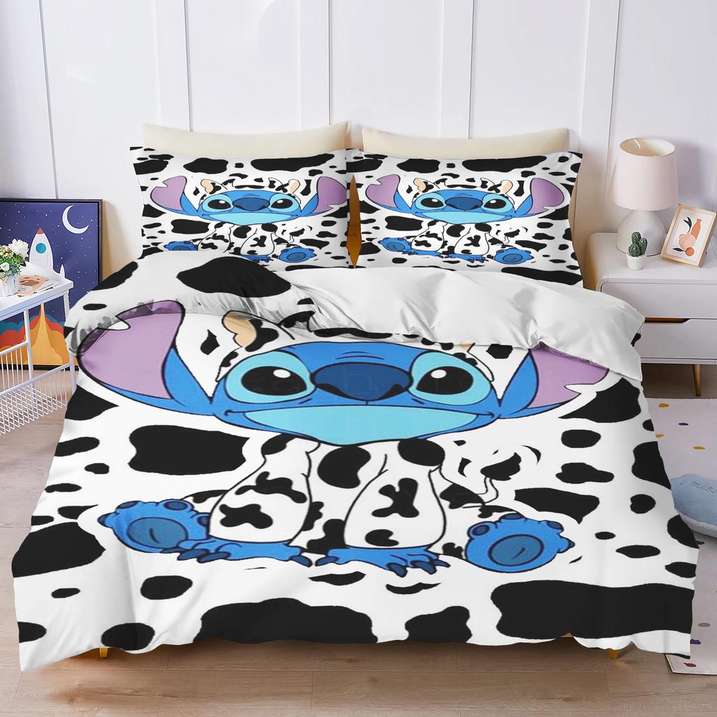 Stitch Bedrucktes Schlafzimmer Bettwäscheset Bettbezug Weihnachtsgeschenke Komfort Cartoon Mit Kissenbezug für Kinder und Erwachsene