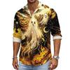 Men's Halloween Long Sleeve Button Down Shirt with Collar Casual for Holiday Parties