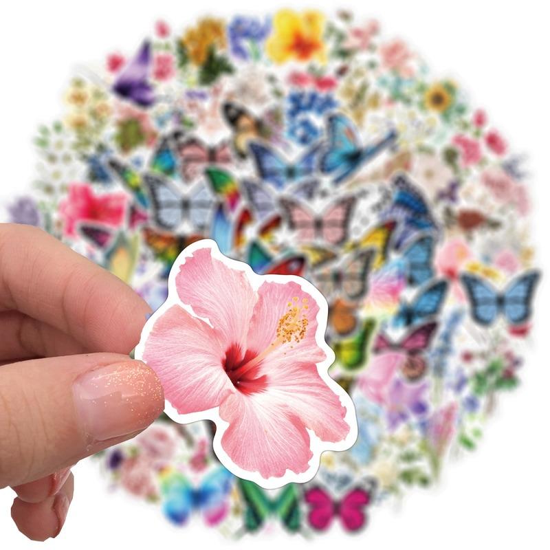 100pcs Butterfly Flower Graffiti Stickers for Phone Case Scrapbook Diary Skateboard Car Decoration