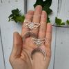 Bohemian Moon Earrings, Moth Dangle, Silver Earrings, Handmade Witchy Celestial Jewelry