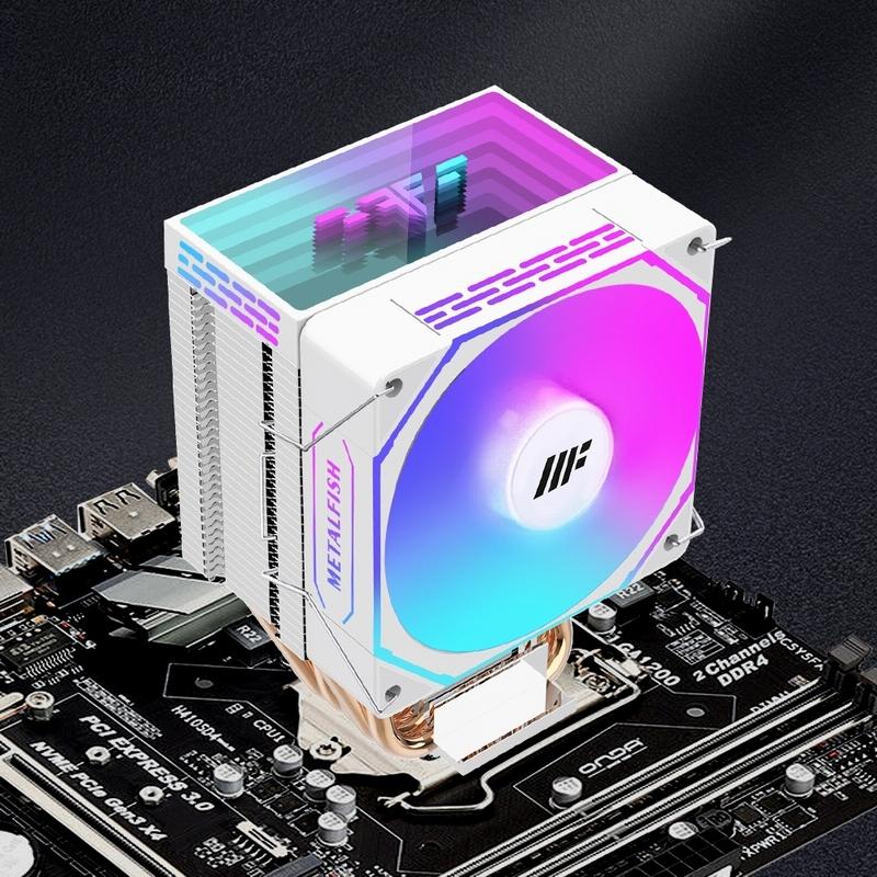 METALFISH CPU Cooler PC White Radiator 4PIN PWM Silent ARGB Fan For Intel 1700 1200 1150 1155 1156 1366 2011 AM5 AM4 AM3 x99 x79