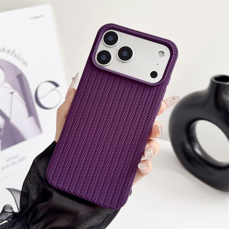 Simple Woven Matte Phone Cases For Apple iPhone 17 16 15 14 Plus 13 12 11 Pro Max Air Shockproof Soft Proteciton Non-slip Cover