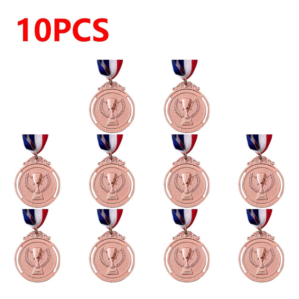 

50PCS Gold Silver Bronze Award Medal Round with Neck Ribbon 2 Inches Medals Winner Reward Football Competition Prizes