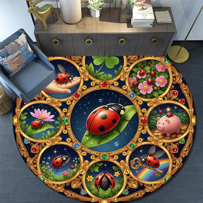Tappeto Rotondo con Stampa Cartoon, Tappeto per Soggiorno Camera da Letto Divano Sala Giochi Decorazione, Tappetino Antiscivolo