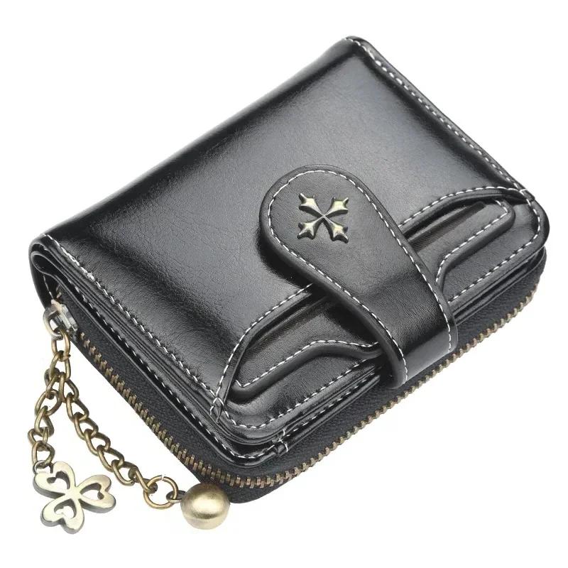 Portafogli e portamonete da donna Borsa per soldi in pelle PU Borsa corta da donna con cerniera Porta carte di monete piccole Frizione rossa blu Portafoglio da donna nuovo