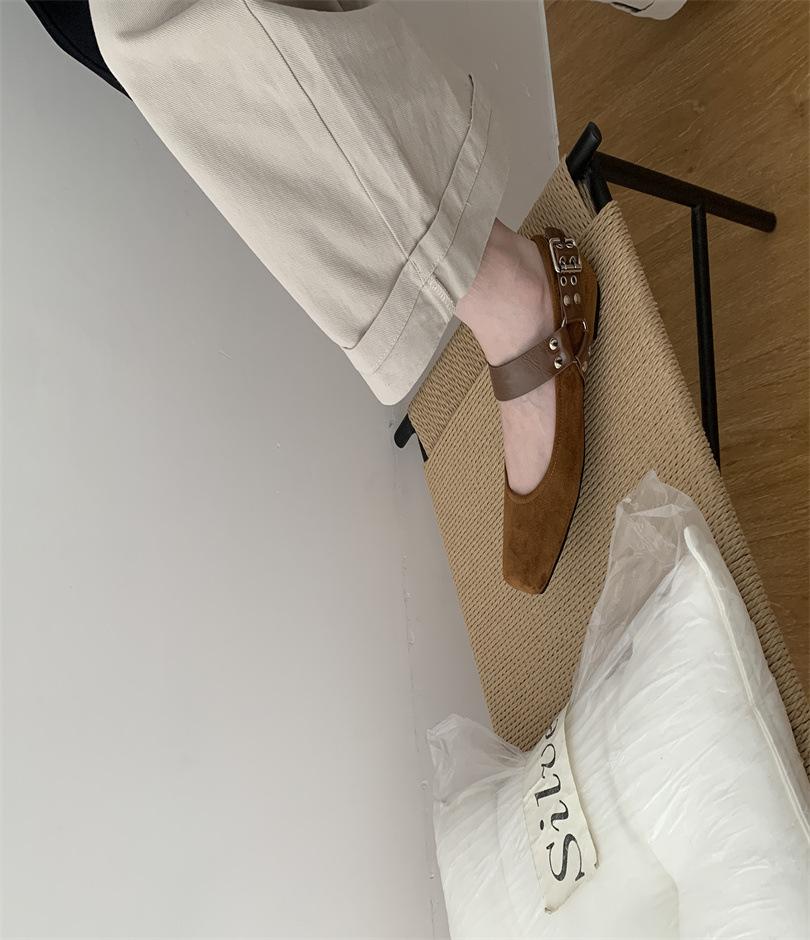 Square head retro one-pedal ballet shoes women's flat-soled single shoes 2025 new outer wear foreign trade shoes