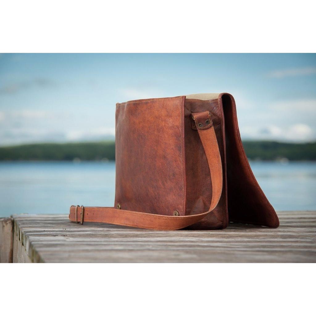 New Men's Messenger Brown Vintage Leather Shoulder Satchel Laptop Bag Large