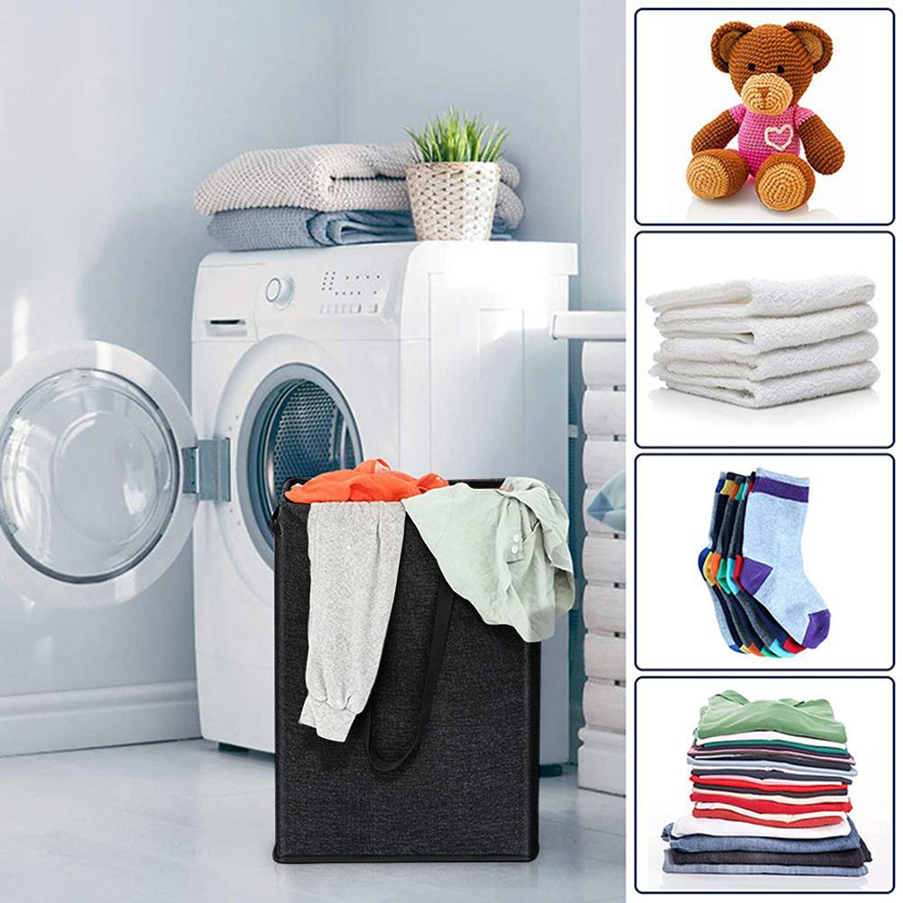 Schmaler Wäschekorb mit Griff & Deckel Schmale Wäschetonne Multifunktionaler Wäscheaufbewahrungskorb für Spielzeug Kleidung Organisation