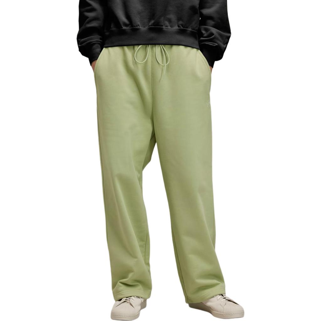 Adidas Solid Color Loose Fit Lace-Up Wide Leg Knitted Sports Pants Women Bottoms Green JM7841