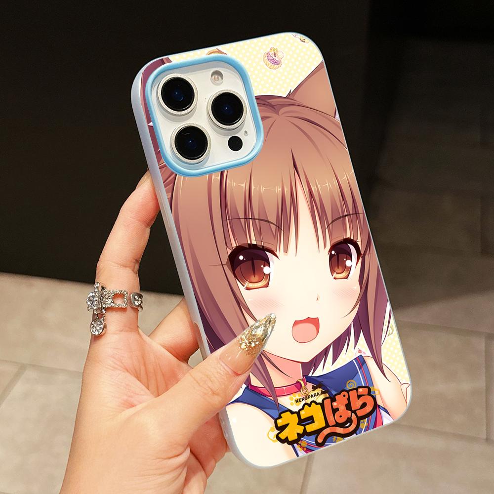 

Чехол для телефона Nekopara Azuki для iPhone 17 16 15 14 13 12 11 Air Pro Max Plus Гелевый Двухслойный Светло-голубой Чехол iPhone 15 Pro