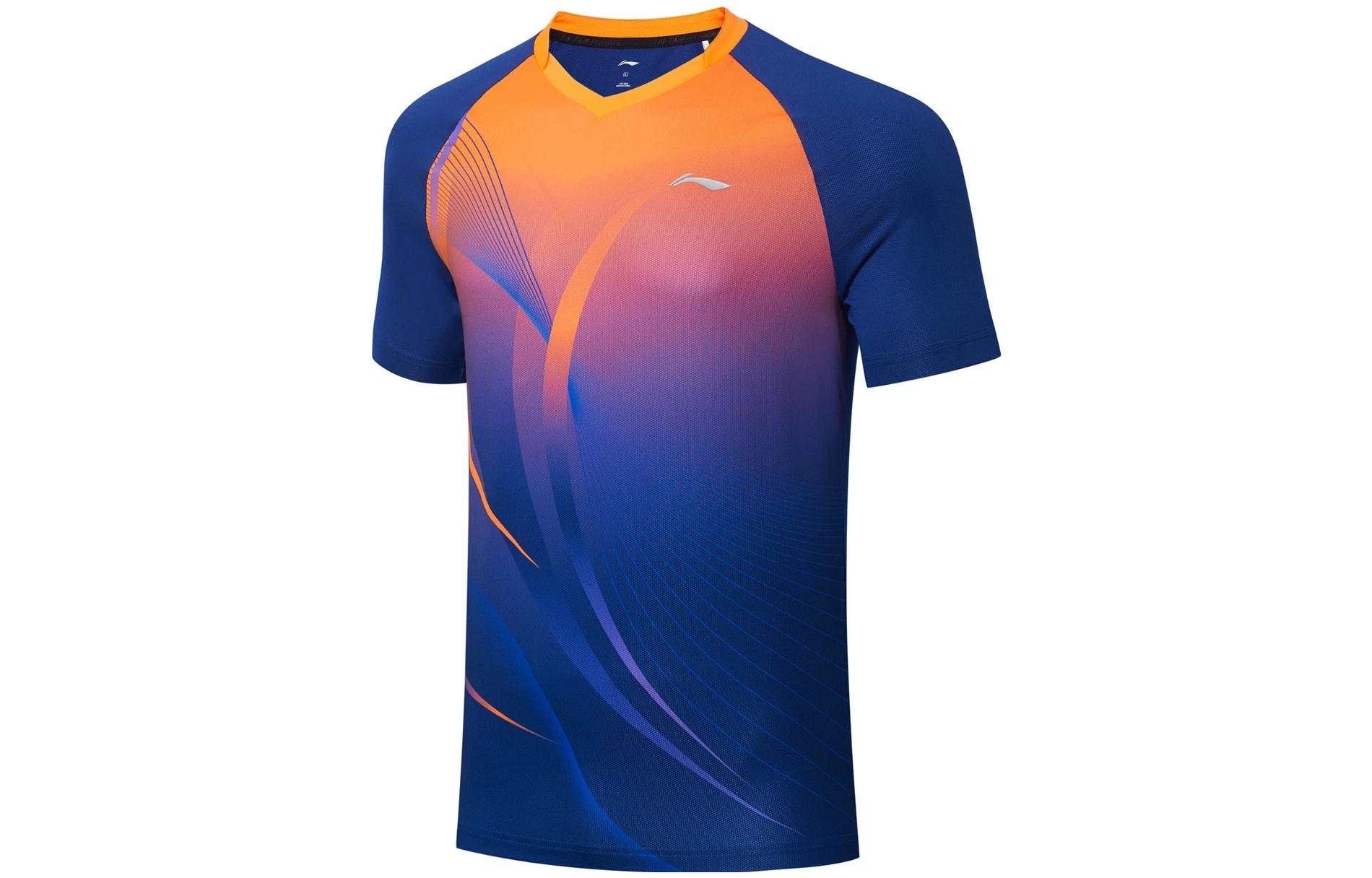 Li Ning Table Tennis Collection T Shirt Unisex Neon Glaze Orange/Shadow Purple Blue AAYT031-4 L