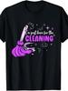 Funny Cleaning T-Shirt Retro Janitor Slogan Broom Mop Icons Black Pink Housekeeping Apparel for Jani