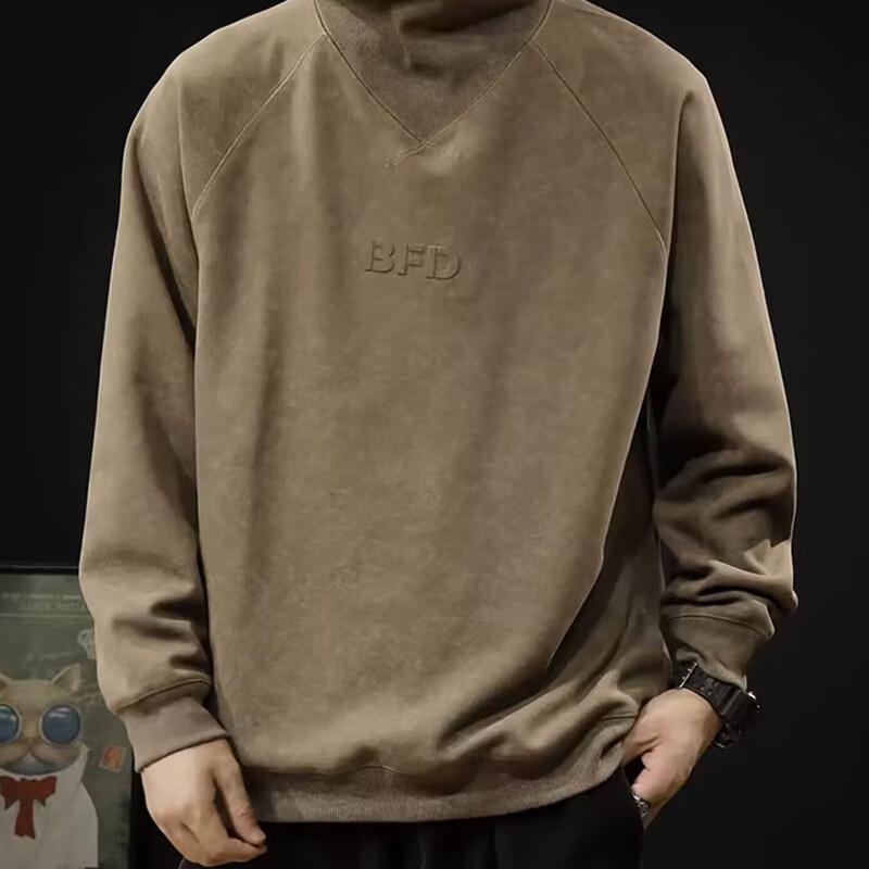 MaoRen Men's Semi-High Neck Heavyweight Long-Sleeve T-Shirt