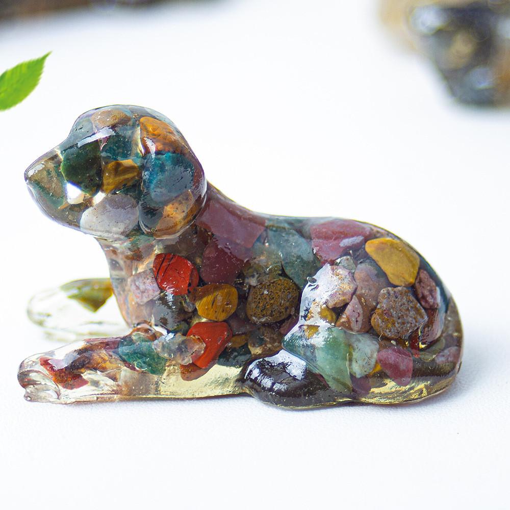 White Crystal Resin Dog Statue With Modern Design For Living Room Decor Gift