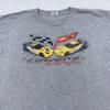 Vtg Corvette Racing Shirt Mens 2XL Gray Bayside Sports Car Tee Made In USA Race