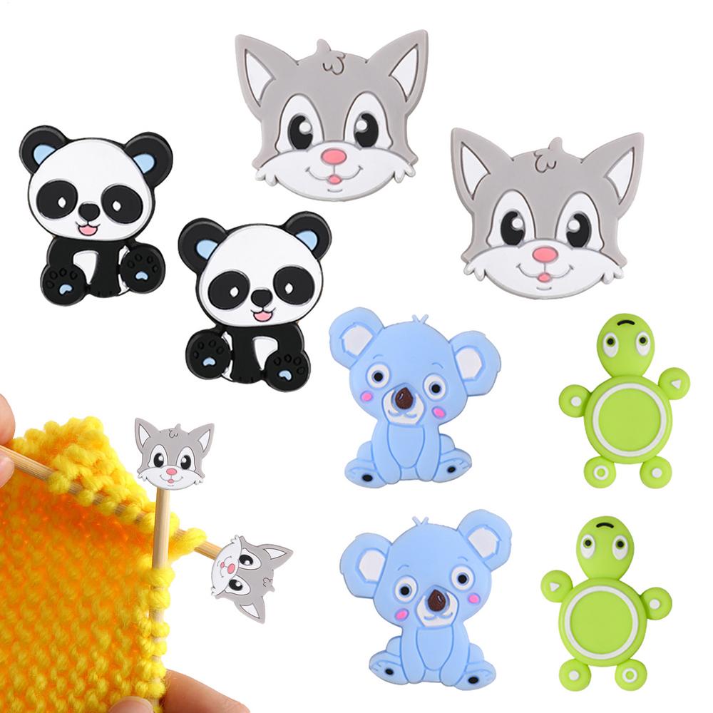 Knitting Stoppers 8x Koala Turtle Panda Cat Knitting Needle Caps Sweater Needle Caps Cute Cartoon Needle Tip Protectors Knitting