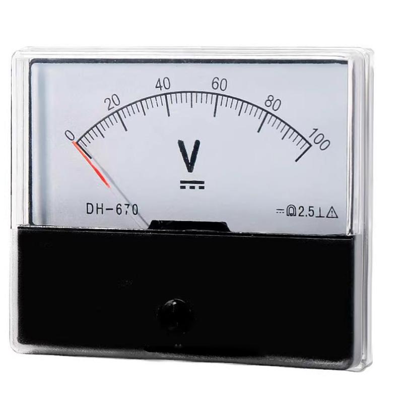 DH-670 DC Voltmeter Pointer Analog 5V 10V 15V 20V 30V 50V 100V 150V 300V 500V 70*60mm Accuracy 2.5
