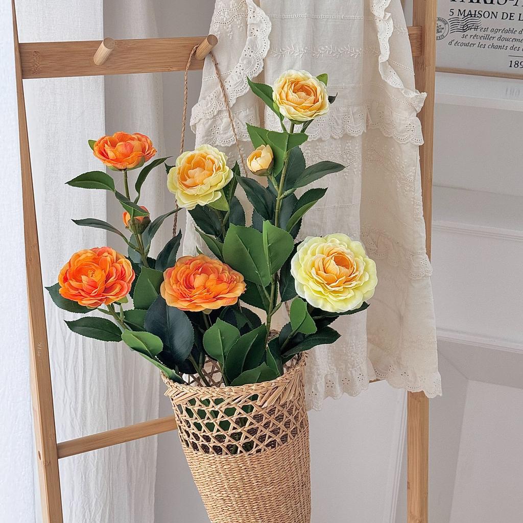 Künstliche Kamelien Gardenien Blumenäste, Mehrköpfige Seidenblumen für Vase, Heimdeko Mittelstück Foto Requisite