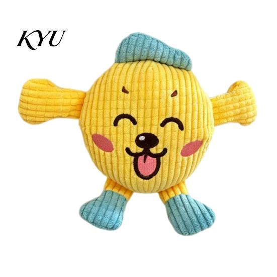 Squeaky Dog Toys Plush Chew Toy, Cartoon Cat/Dog Shape, Interactive Teeth Boredom Buster for Home Alone Dogs Grinding And Relief Toy Indoor Cats Small