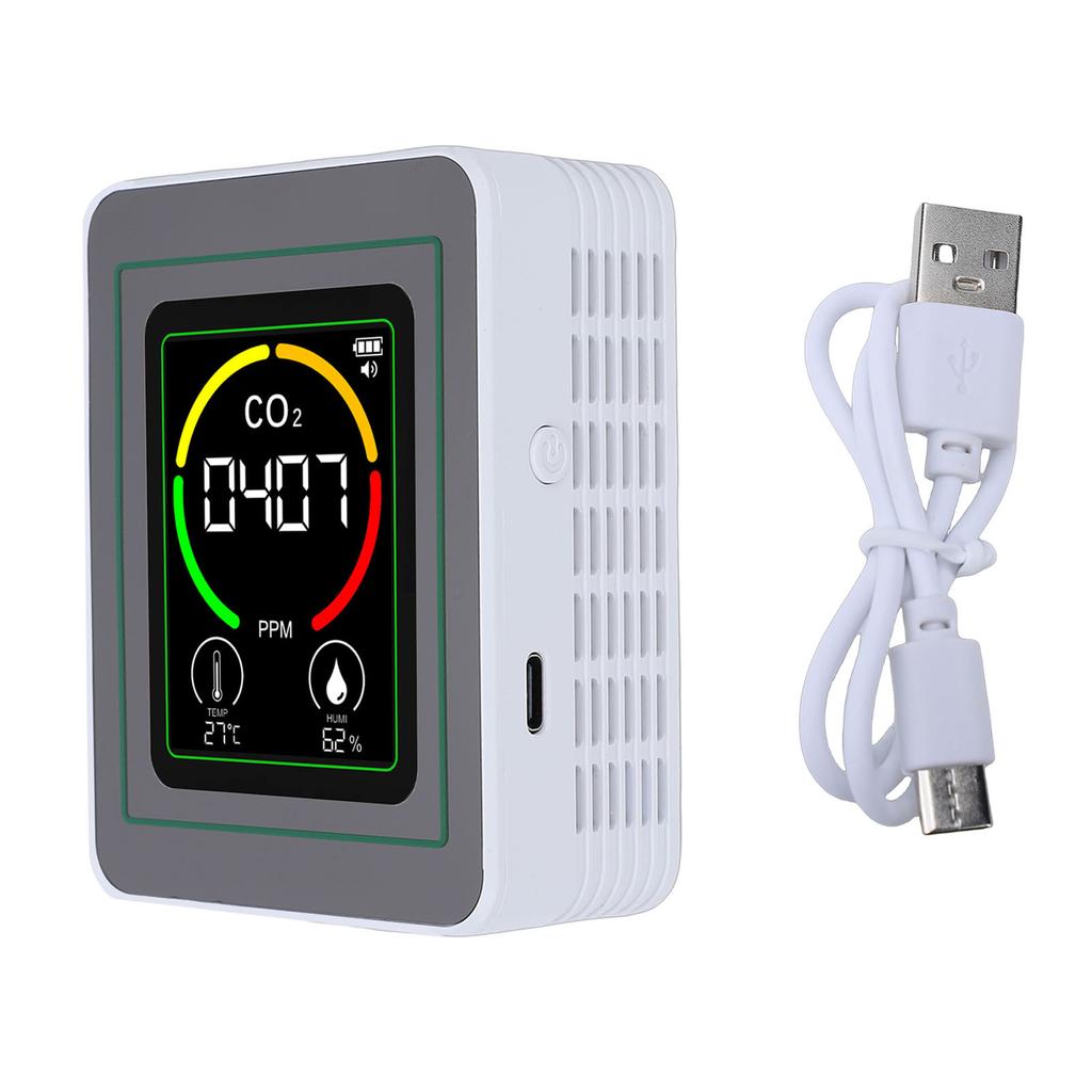 Air Quality Meter 3 in 1 CO2 Temperature Humidity Detect Tester Indoor Portable for Home School