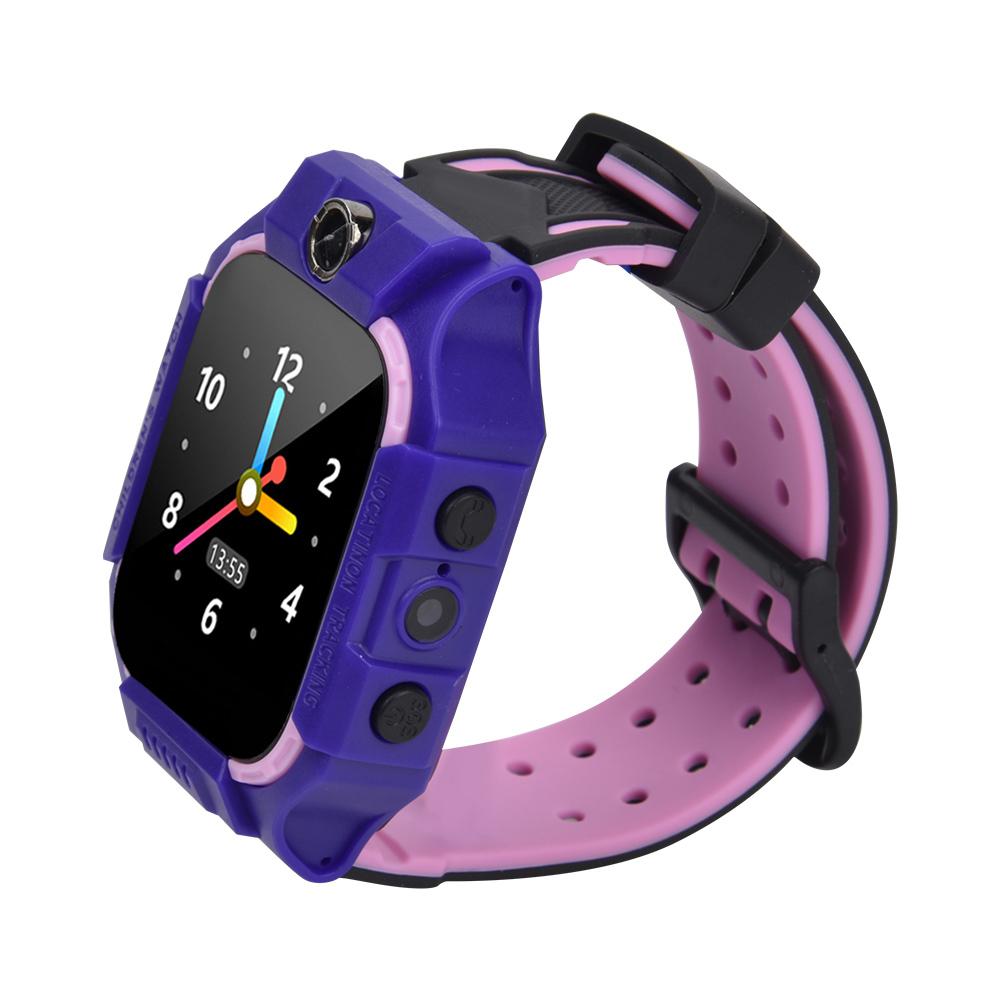 E12 Kid Phone Smart Watch Insert Card Take Photo with Colours TFT Screen(black &pink&purple)