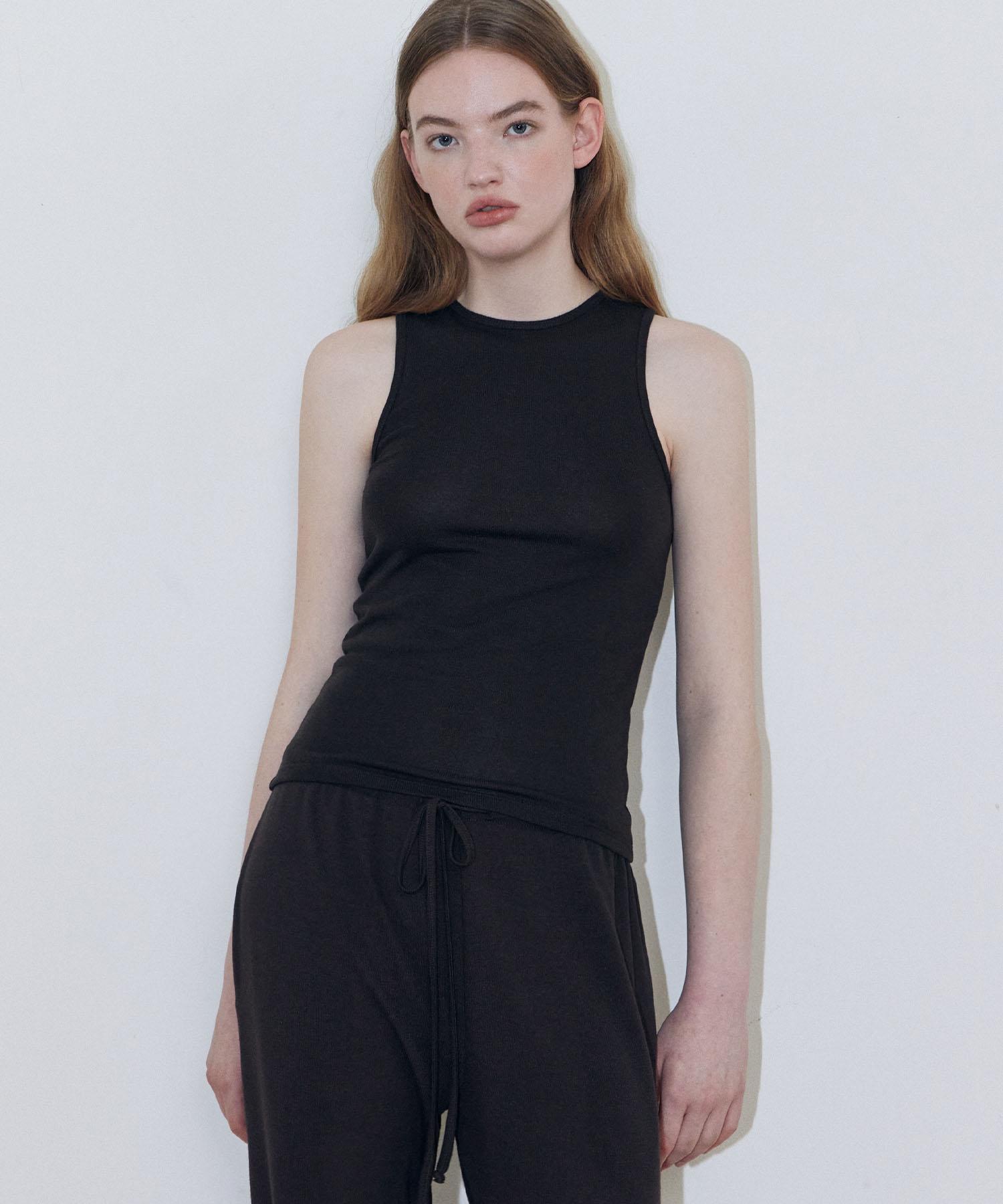 Lady Volume Leah Ribbed Tank Top (Brown) Brown/S