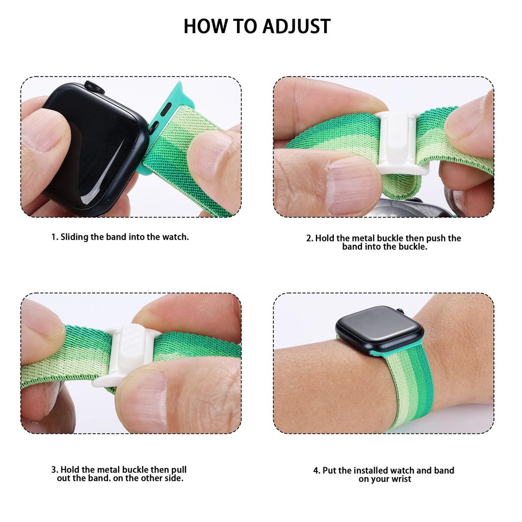 Nylon Strap For Apple watch band 45mm 40mm 44mm 41 46mm 49mm Elastic carbon bracelet correa iWatch series 9 8 7 6 se Ultra 2 10