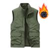 Mens Winter Fleece Cargo Vest Outdoor Multi Pocket Sleeveless Jacket Warm Thick Work Waistcoat