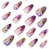 24 Pieces Summer New Products Wear Nail Lotus Smudge Nail Art Short Almond Fake Nails Fake Nails
