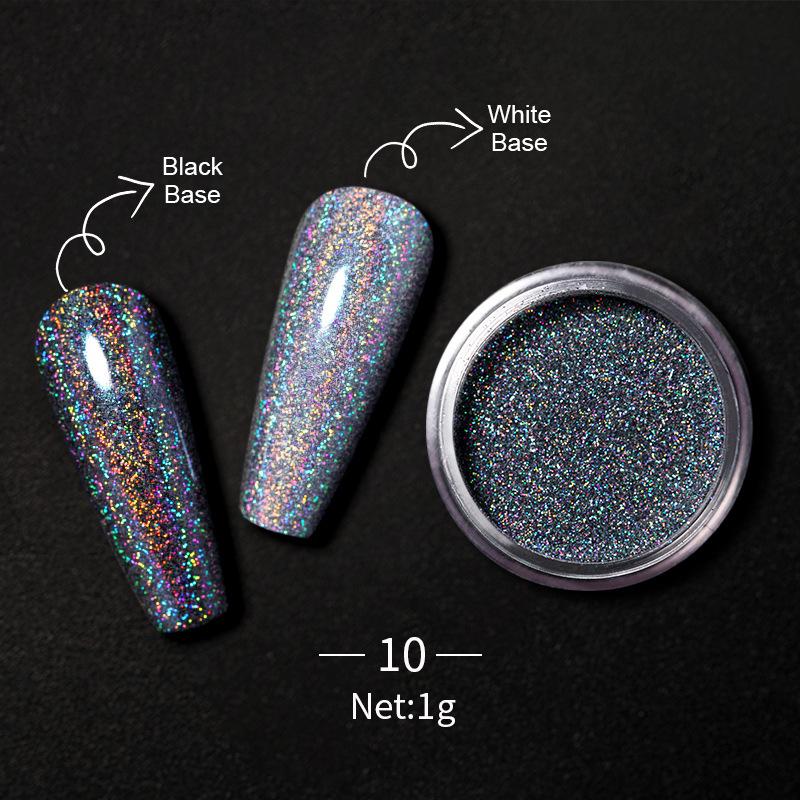 Nail Art Aperture Laser Powder, Nail Art Aurora Colorful Diamond Glitter, Rainbow Powder Metal Electroplated Nail Powder