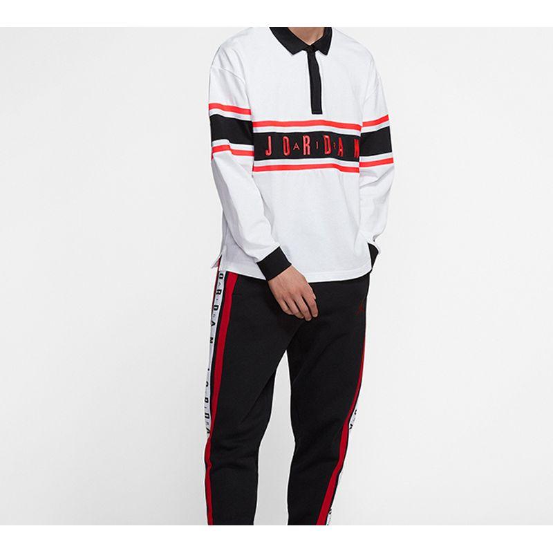 Jordan Logo Long-Sleeve Rugby Polo Shirt Men Tops White BQ5670-100