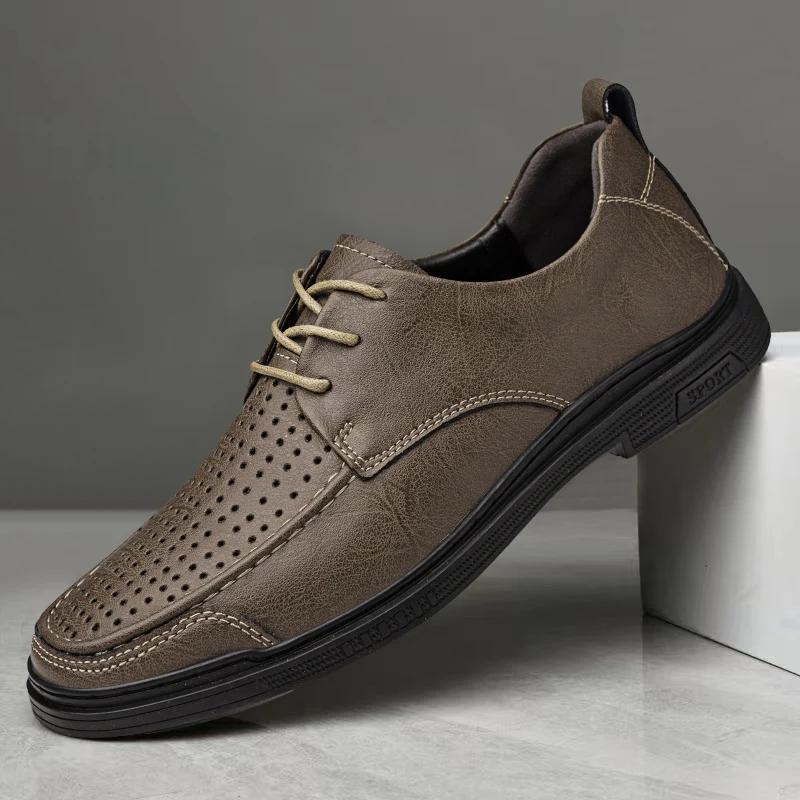 Genuine Leather Oxford Shoes for Men British Style Dress Shoes Fashion Male Business Formal Shoes Lace-Up Male Walking Footwear