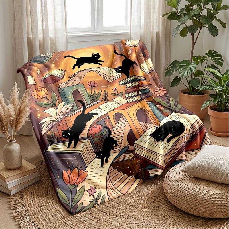 Fall Kittens Hugging Theme blanket Lightweight Warm Flannel Blanket Decorative Throw Blanket for Home Decoration