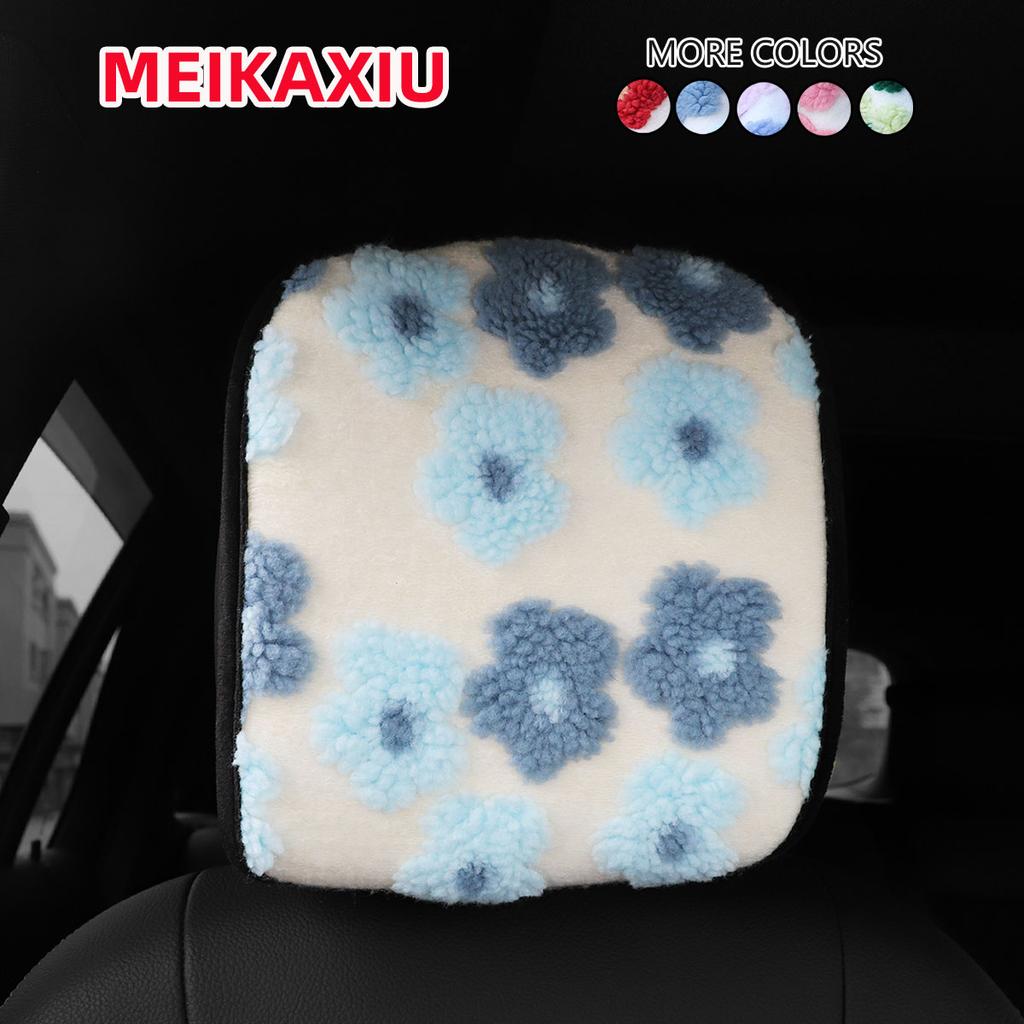 1 Winter Plush Three-dimensional Flower Color Car Head Hat Head by Head Pillow Cover Cushion Cover Anti-dirty Automotive Supplie