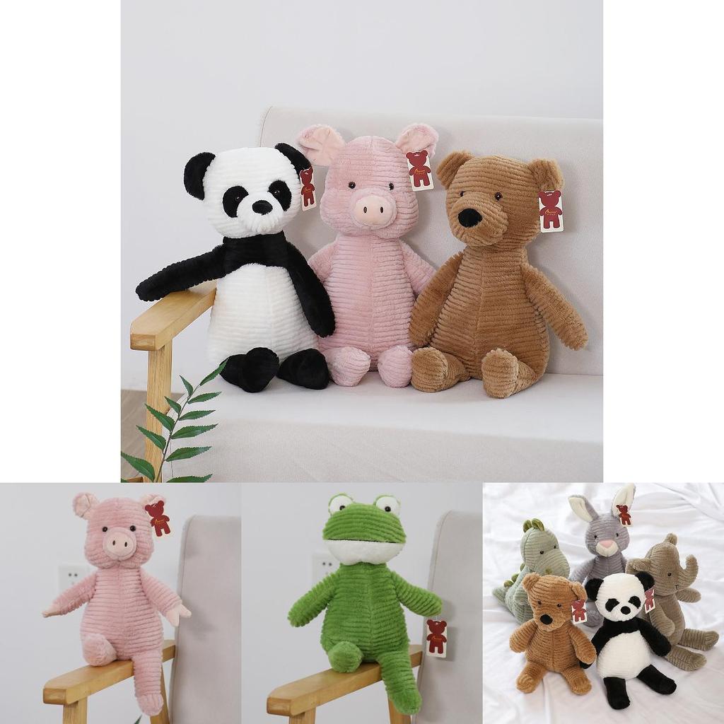 Cute Striped Texture Panda Dinosaur Elephant Pig Frog Animal Plush Toy Doll For Kids And Collectors