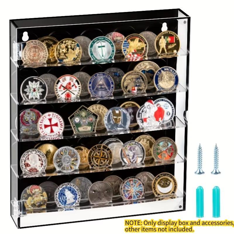 

PGY Acrylic Coins Display Case Multi-Layer Transparent Badges Display Box Space-Saving Home Office Decor Coin Medal Collectibles чорний