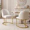 2 Esszimmerstühle, geeignet für Restaurants, Wohnzimmer, Cafés, moderner Stil, goldfarbene verzinkte Stuhlbeine, Chenille-Stoff, beige + gold
