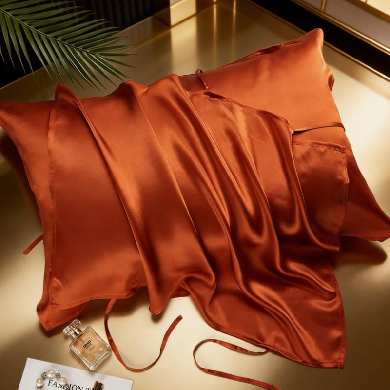 40 Momme 100% Pure Mulberry Silk Pillowcase With Adjustable Ties Solid Color Luxury Sleep Skincare Pillow Cover