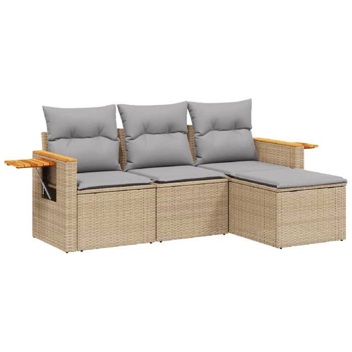 VidaXL Garden Lounge Set with Cushions 4 Pcs, Patio Sofas, Patio Furniture Set, Outdoor Furniture, Beige 3226745