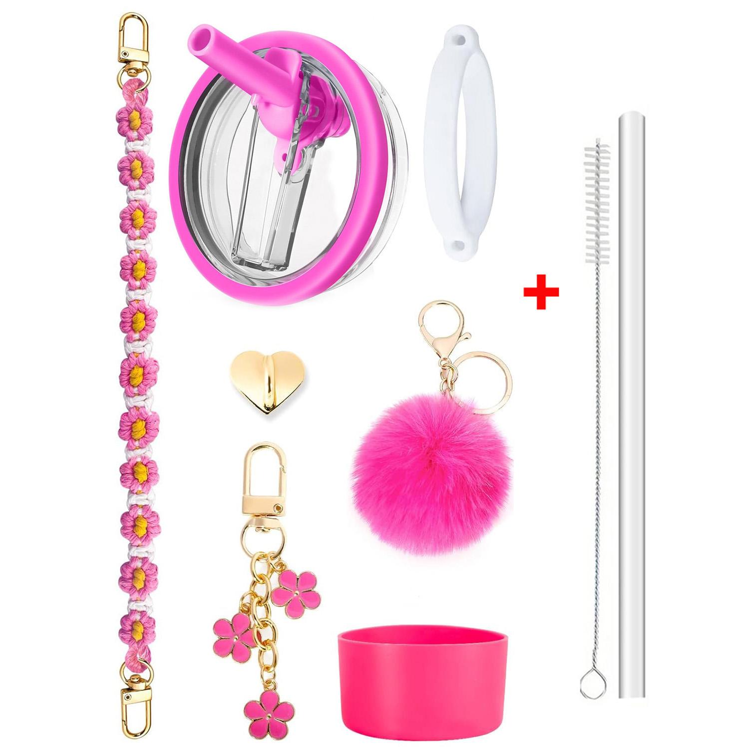 

9 шт. Аксессуары для стакана 40 унций для набора Stanley Cup Герметичная крышка с откидной соломинкой Ручка для бутылки с водой Ремешок Силиконовый чехол для стакана Шармы