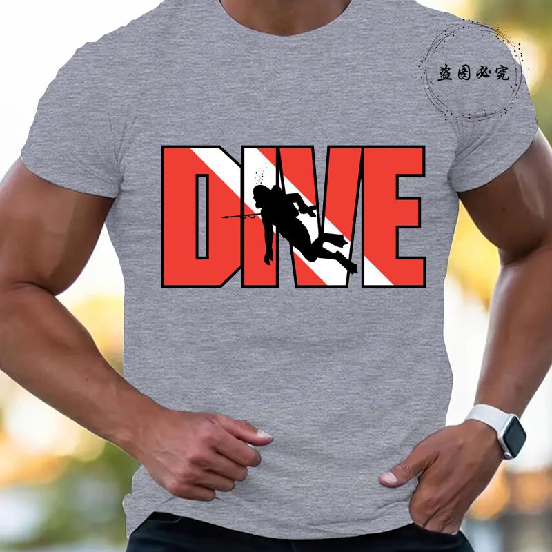 New Fashion T Shirt for Men Casual Short Sleeve Hip Hop Streetwear SCUBA Dive Print Tee Shirt Pullover Mens Women T-shirt Tops