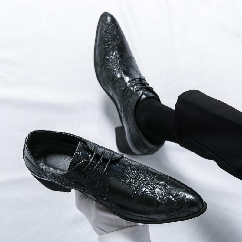 Men Dress Derbys Formal Business Leather Shoes Black Pointed Toe Tuxedo Wedding Shoes Plus Size