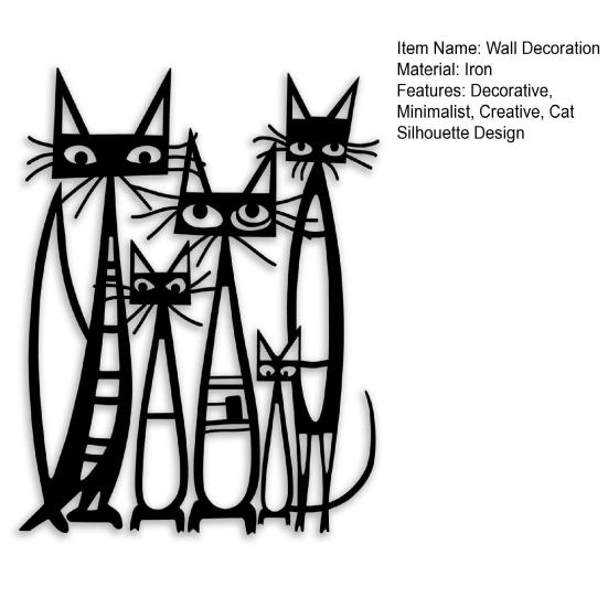 Decorative Cat Art for Bedroom Metal Cartoon Wall Decor Living Room Bedroom, Creative Modern Sculptures Silhouette Sculpture, Minimalist